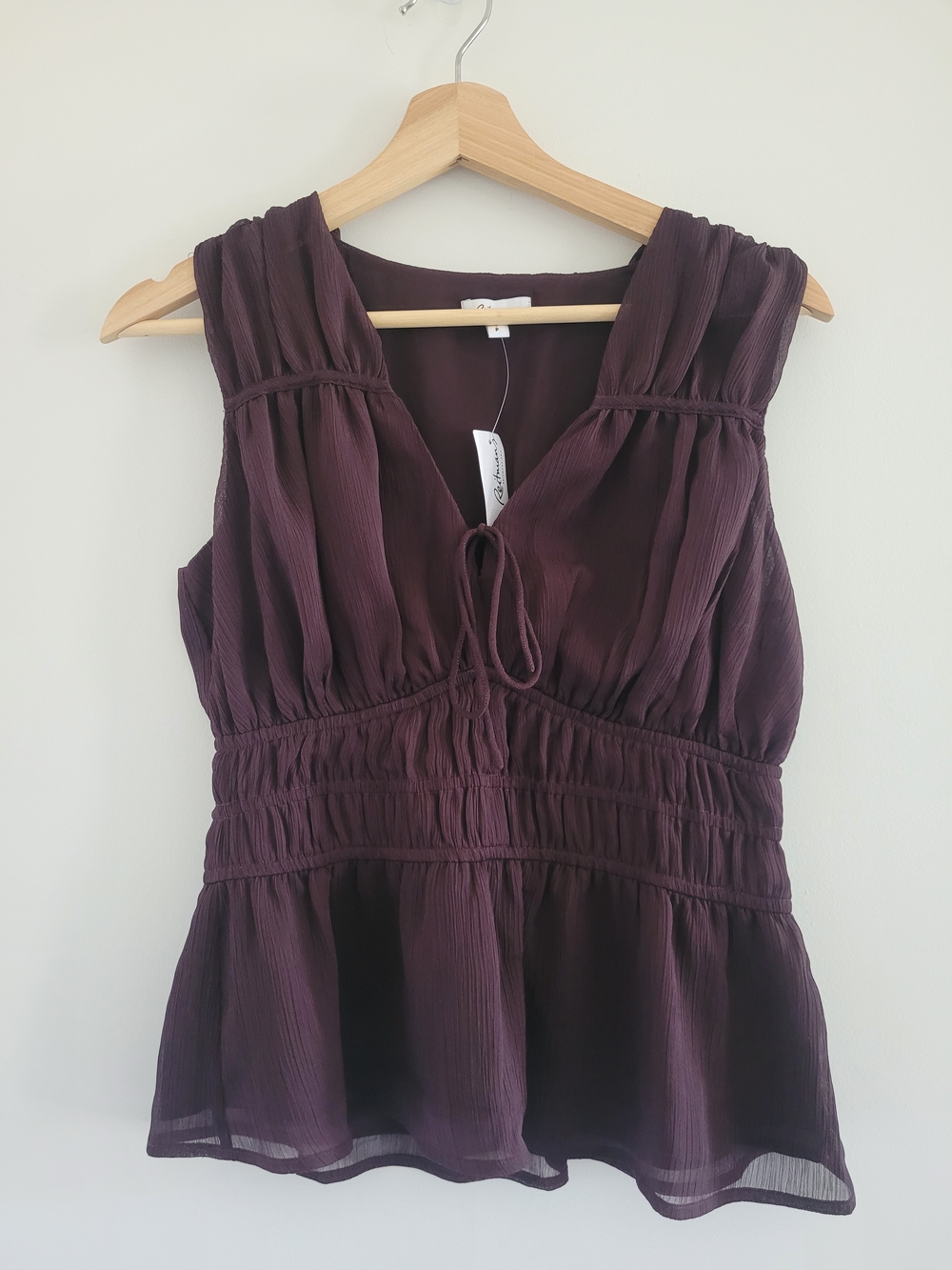 NWT Pleated Sleeveless Blouse, Purple, S